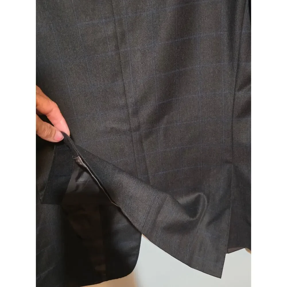 Trussini Boyds Wool Windowpane Suit Jacket Blazer Pants Set Italy Size 40R EU 50